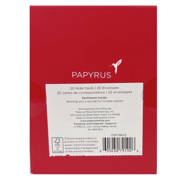 NEW Papyrus Christmas Cards Snowman Painterly 20 Pack & Coordinating Envelopes - Picture 6 of 7